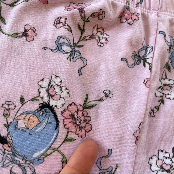 Disney Eeyore Pink Floral White Lace Trim Capri Pajama Pants - Picture 6 of 6